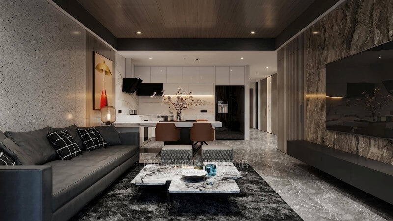 Tạo điểm nhấn cho phòng khách căn hộ ấn tượng với bộ sofa chữ i Thiết kế nội thất
