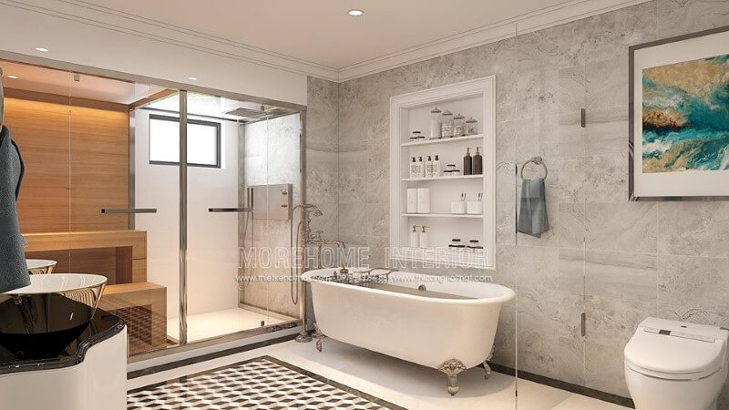 Trang trí nội thất phòng tắm cao cấp có bồn đẹp, sang trọng. Thiết kế nội thất