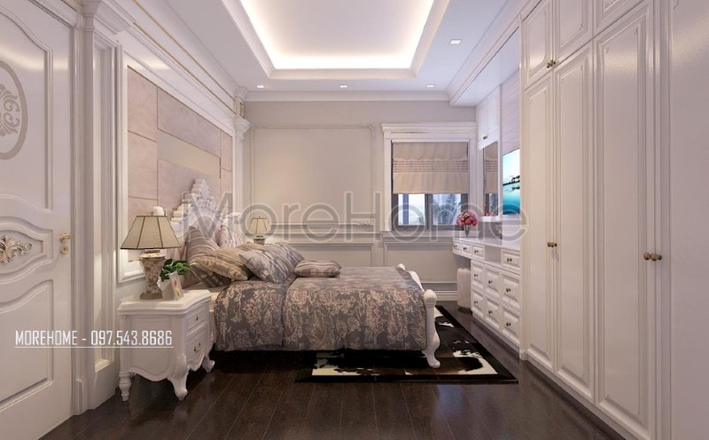 Tủ quần áo màu trắng được thiết kế nhiều ngăn, khoa học giúp cho gia chủ dễ dàng sử dụng và lưu trữ đồ đạc hơn