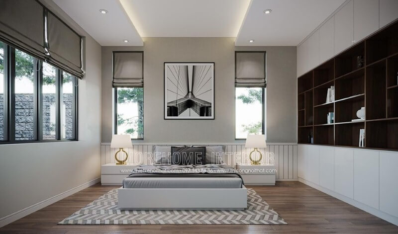 Trang trí nội thất phòng ngủ màu trắng đẹp sang trọng độc đáo. Thiết kế nội thất
