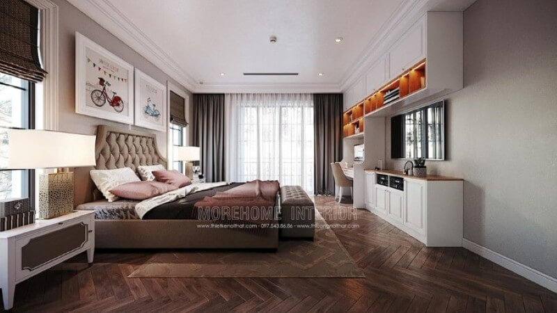 Giường ngủ bọc nệm phong cách đương đại đẹp, sang trọng cho phòng con gái. thiết kế chung cư