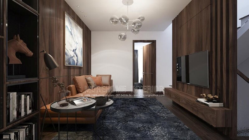 Sofa cam văng dài bọc da đẹp cho phòng giải trí hiện đại, sang trọng. thiết kế chung cư