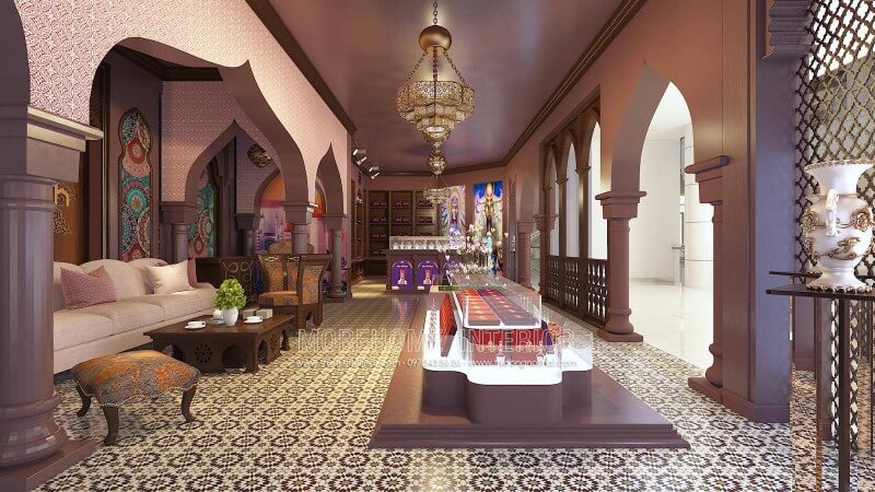 Mẫu thiết kế showroom Saffron đẹp với các trang trí độc đáo, ấn tượng theo phong cách Ấn Độ Thiết kế nội thất