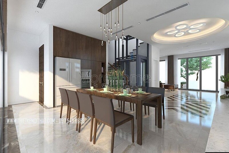 Mậu thiết kế bộ bàn ăn gỗ cao cấp với những đường nét tinh tế, sang trọng Thiết kế nội thất