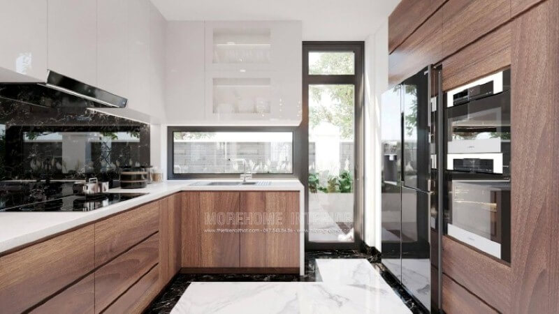 Là một người phụ nữ trong gia đình việc có một phòng bếp hoàn hảo vừa đáp ứng mọi chức năng vừa đem lại cần thiết cũng như phát triển mạnh mẽ đồ nội thất, tính thẩm mỹ ngày càng khắt khe, bạn có thể nhanh chóng có được mẫu bố trí không gian phòng bếp tuyệt đẹp cho mình như trong ý tưởng thiết kế không gian phòng bếp tại biệt thự Manhattan Hải Phòng. Thiết kế nội thất