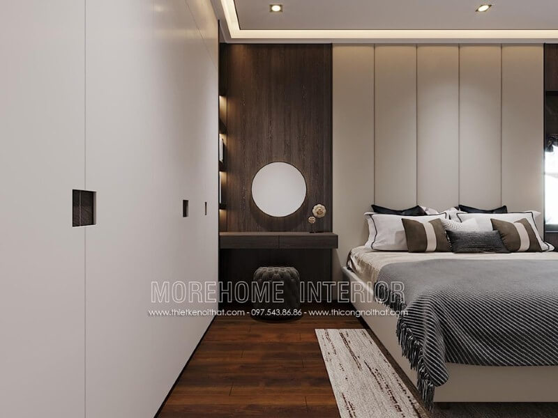 Tủ quần áo gỗ acrylic sơn trắng hiện đại đẹp, sang trọng tạo góc nhìn ấn tượng cho phòng ngủ. Thiết kế nội thất