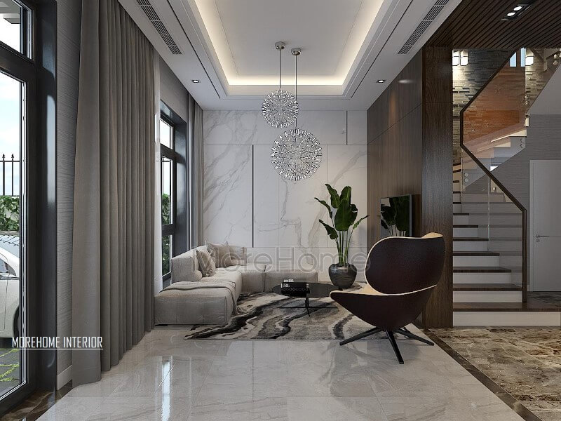 Trang trí nội thất phòng khách biệt thự đẹp tại Xuân Phương, Hà Nội. Thiết kế nội thất