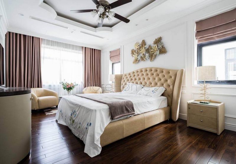 Mẫu thi công nội thất phòng ngủ đẹp với không gian mở tổng hợp phong cách tân cổ điển và đơn giản.