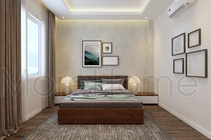 Để tạo nên một không gian phòng ngủ thoải mái và nhẹ nhàng, hãy trang trí bằng giấy dán tường 3D và tranh treo tường.